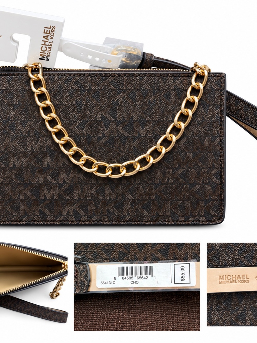 Signature Michael Kors Brown & Black Belt/Waist Bag with Gold Hardware